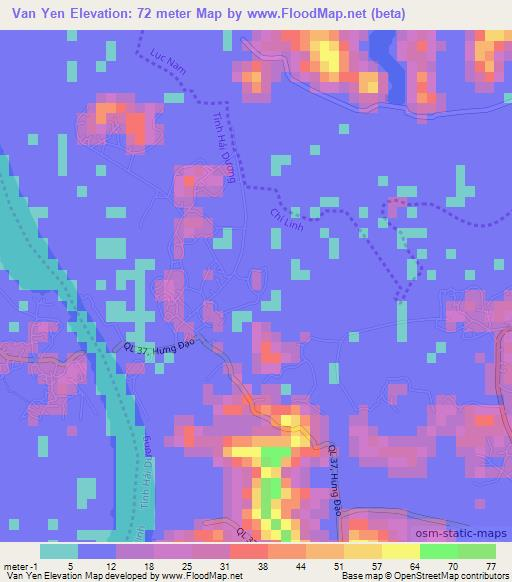 Van Yen,Vietnam Elevation Map