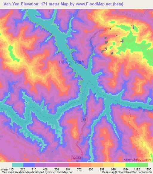 Van Yen,Vietnam Elevation Map