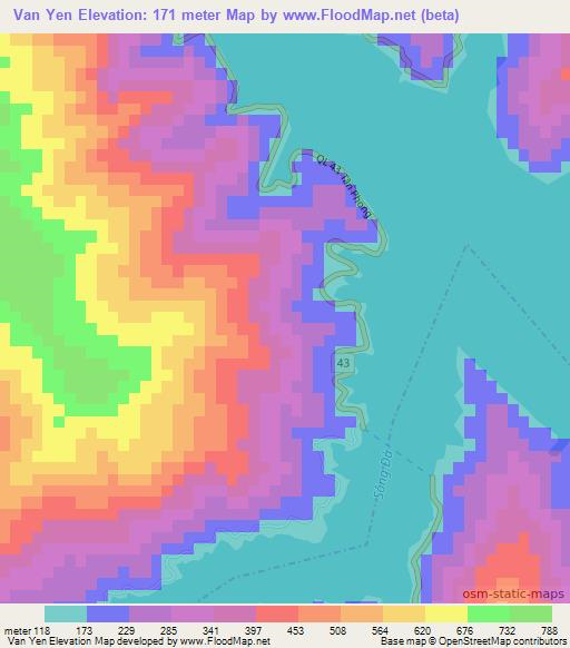 Van Yen,Vietnam Elevation Map