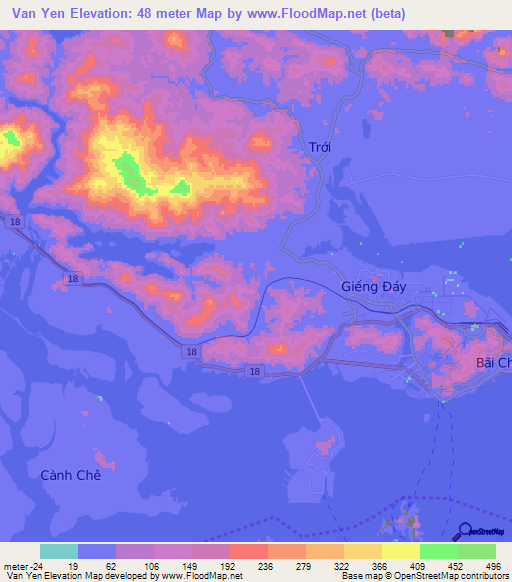 Van Yen,Vietnam Elevation Map