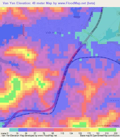 Van Yen,Vietnam Elevation Map