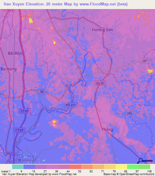 Van Xuyen,Vietnam Elevation Map