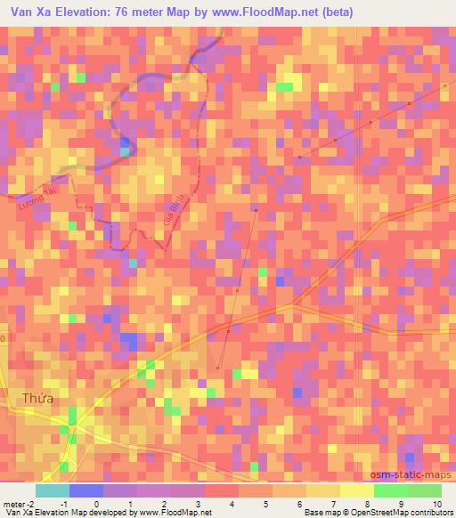 Van Xa,Vietnam Elevation Map