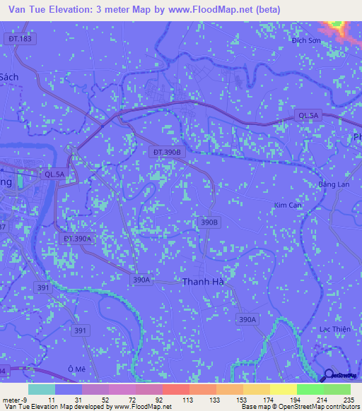 Van Tue,Vietnam Elevation Map