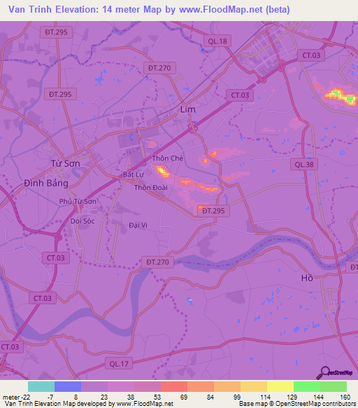 Van Trinh,Vietnam Elevation Map