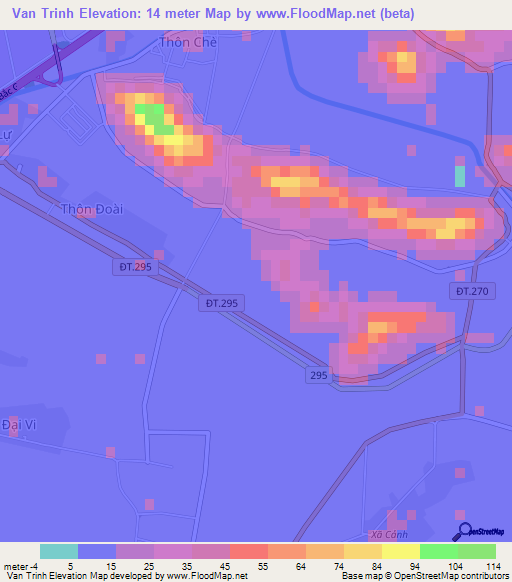 Van Trinh,Vietnam Elevation Map