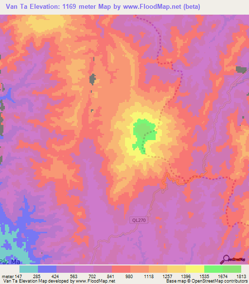 Van Ta,Vietnam Elevation Map