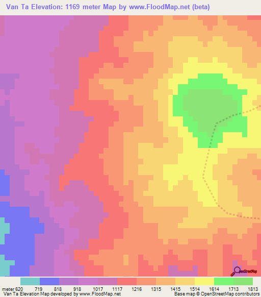 Van Ta,Vietnam Elevation Map