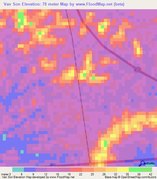 Van Son,Vietnam Elevation Map