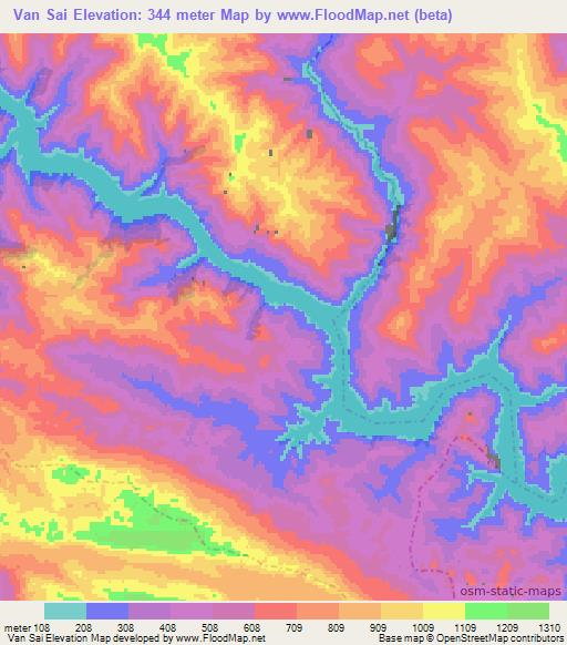 Van Sai,Vietnam Elevation Map