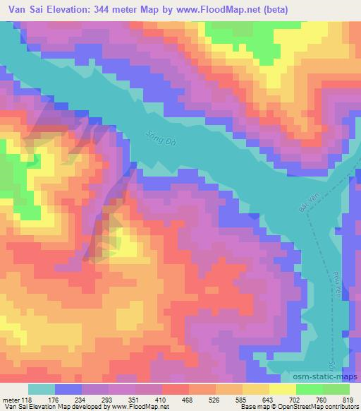 Van Sai,Vietnam Elevation Map