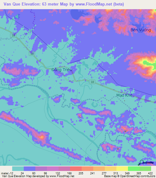 Van Que,Vietnam Elevation Map