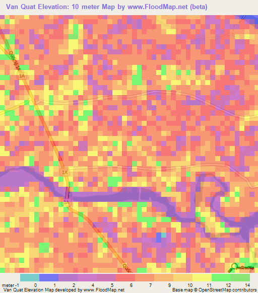 Van Quat,Vietnam Elevation Map