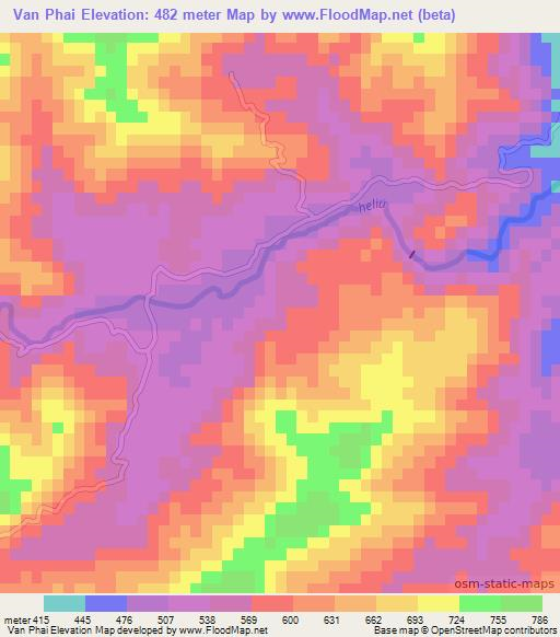 Van Phai,Vietnam Elevation Map