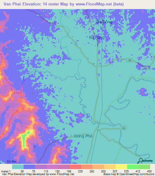 Van Phai,Vietnam Elevation Map