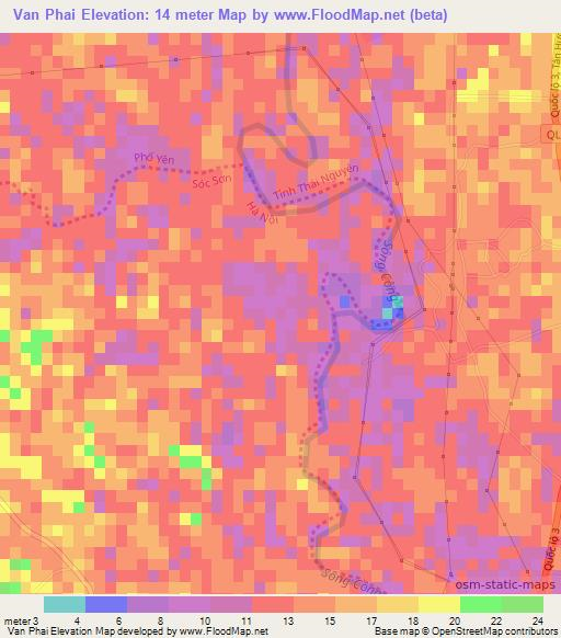 Van Phai,Vietnam Elevation Map