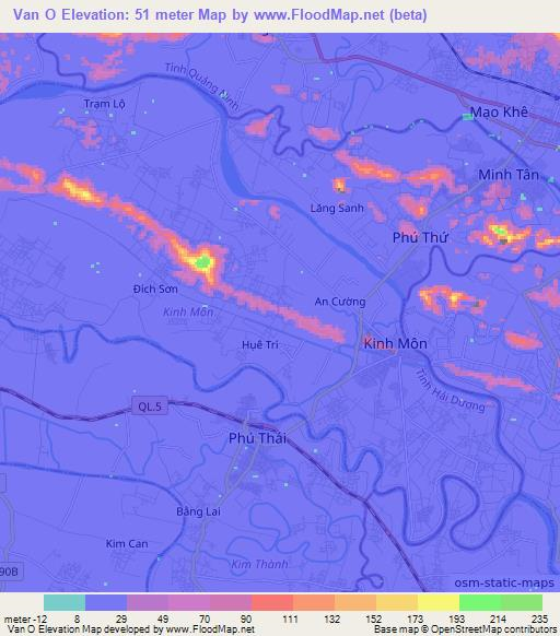 Van O,Vietnam Elevation Map