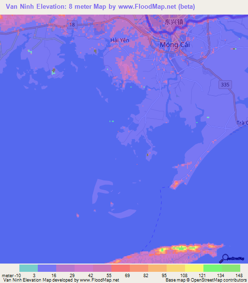 Van Ninh,Vietnam Elevation Map