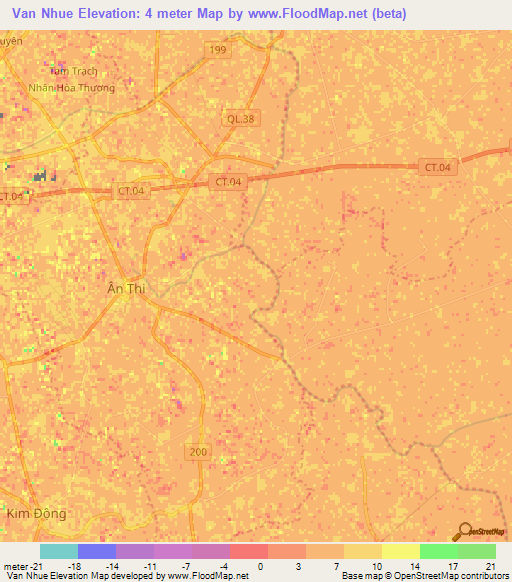 Van Nhue,Vietnam Elevation Map