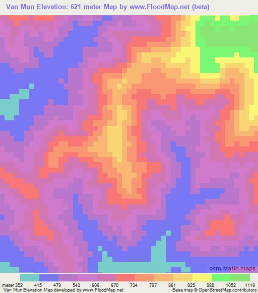 Van Mun,Vietnam Elevation Map