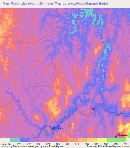 Van Mong,Vietnam Elevation Map