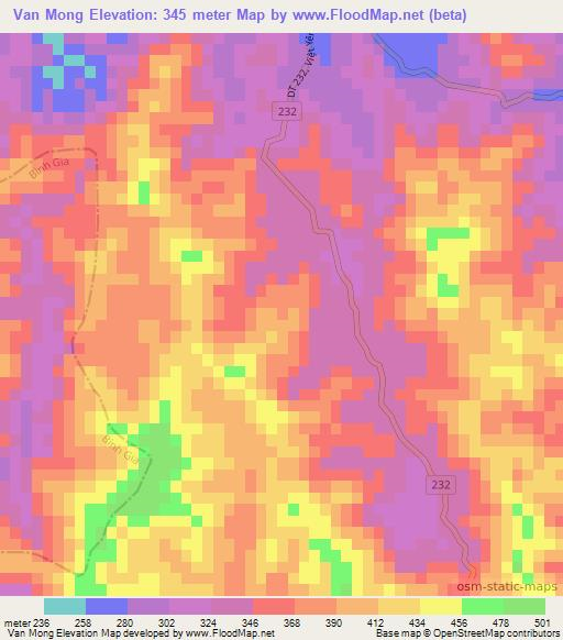 Van Mong,Vietnam Elevation Map