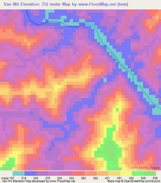 Van Mit,Vietnam Elevation Map