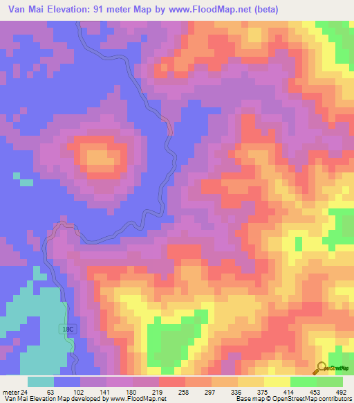 Van Mai,Vietnam Elevation Map