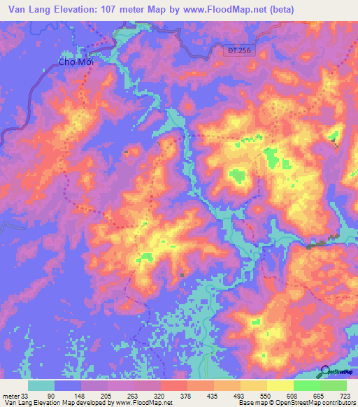 Van Lang,Vietnam Elevation Map