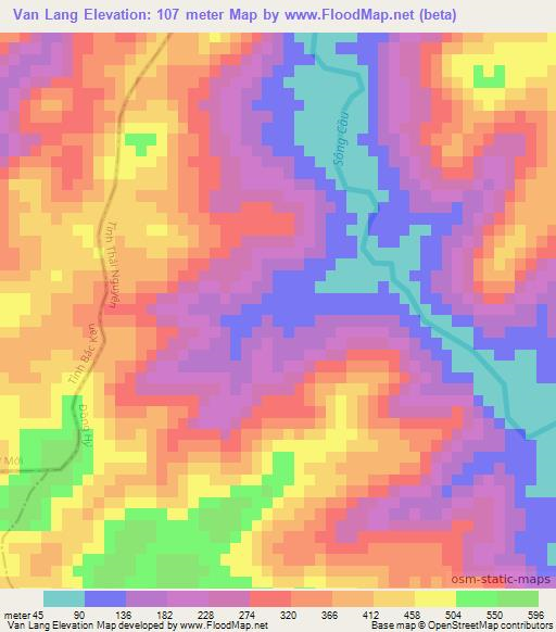 Van Lang,Vietnam Elevation Map