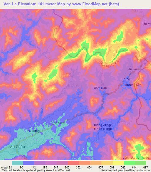 Van La,Vietnam Elevation Map