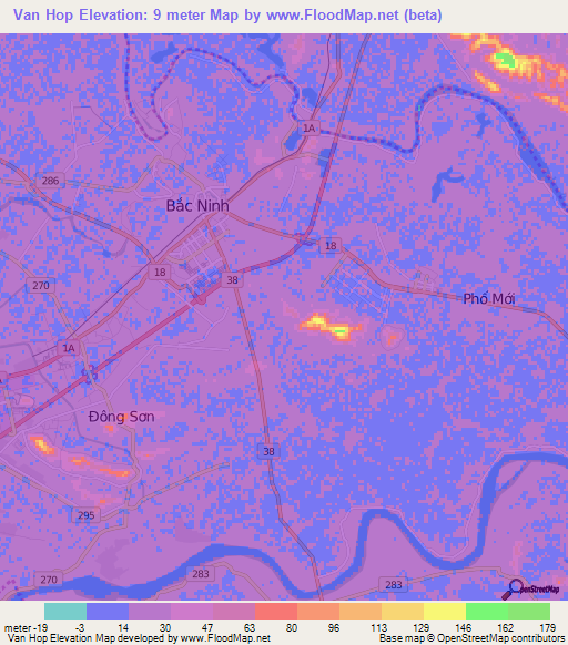 Van Hop,Vietnam Elevation Map