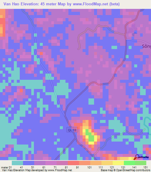 Van Hao,Vietnam Elevation Map