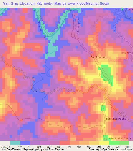 Van Giap,Vietnam Elevation Map