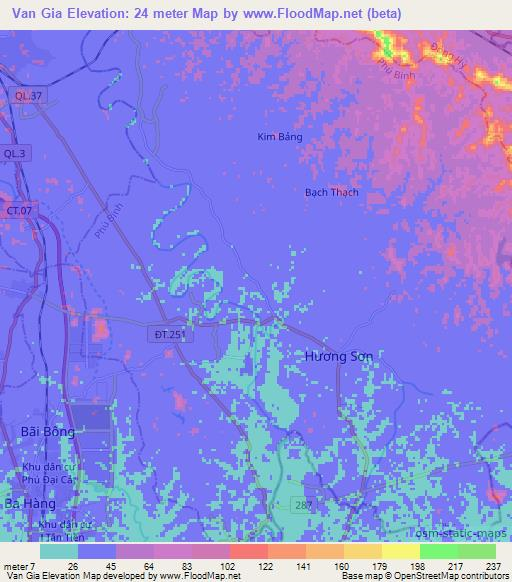 Van Gia,Vietnam Elevation Map