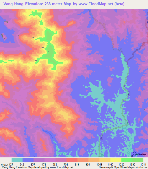 Vang Hang,Vietnam Elevation Map