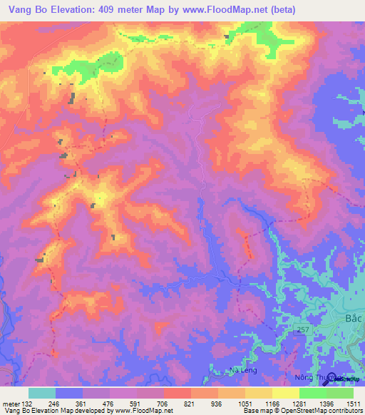 Vang Bo,Vietnam Elevation Map