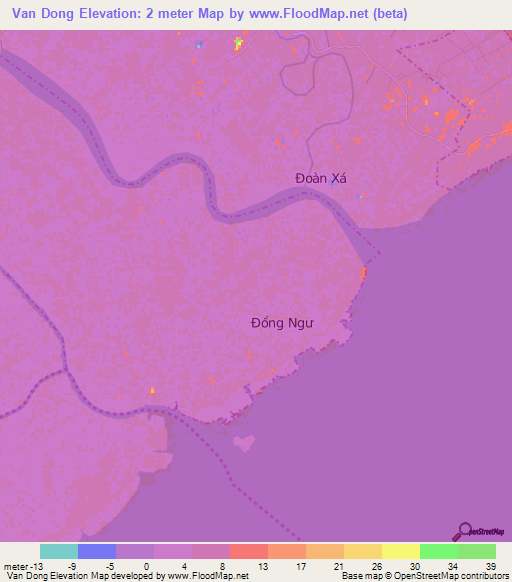 Van Dong,Vietnam Elevation Map