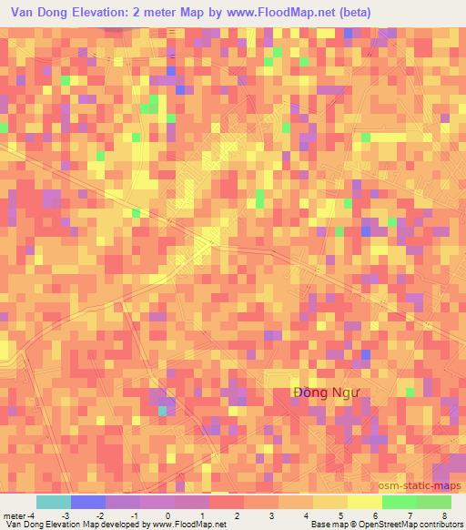 Van Dong,Vietnam Elevation Map