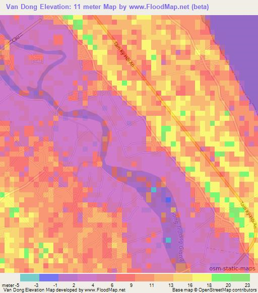 Van Dong,Vietnam Elevation Map