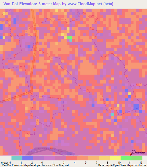 Van Doi,Vietnam Elevation Map