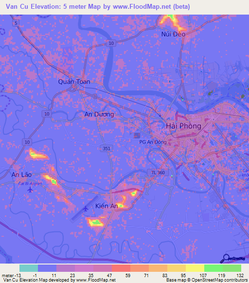 Van Cu,Vietnam Elevation Map