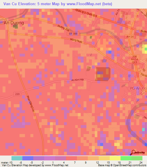 Van Cu,Vietnam Elevation Map