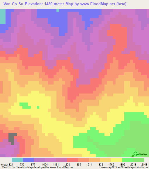 Van Co Su,Vietnam Elevation Map