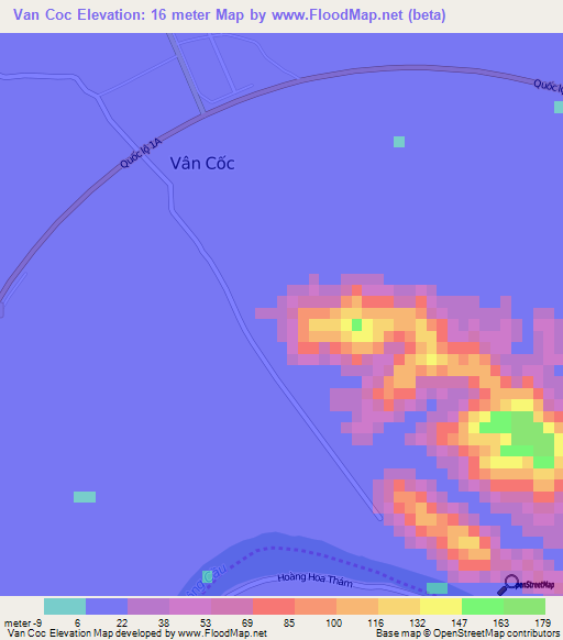 Van Coc,Vietnam Elevation Map