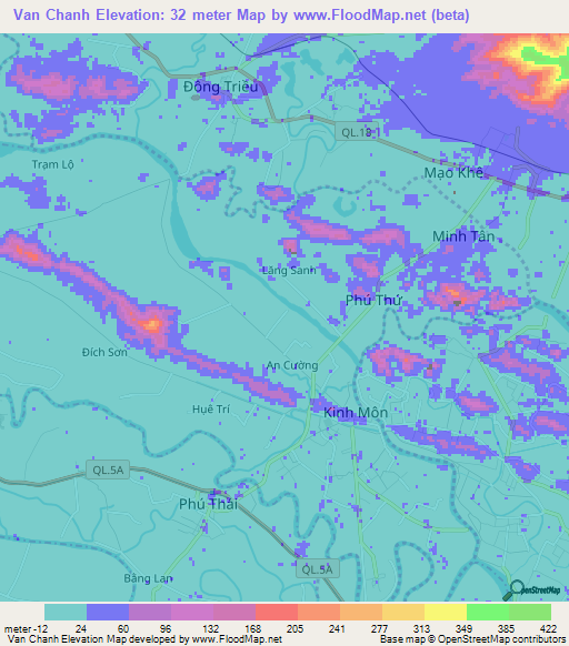 Van Chanh,Vietnam Elevation Map