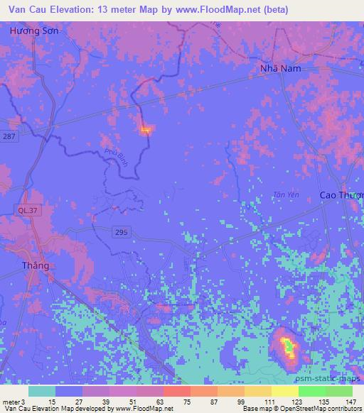 Van Cau,Vietnam Elevation Map