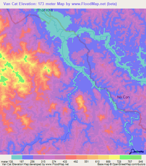 Van Cat,Vietnam Elevation Map