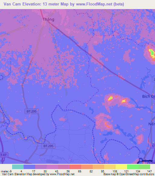 Van Cam,Vietnam Elevation Map