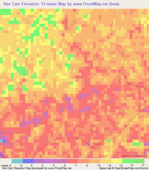 Van Cam,Vietnam Elevation Map